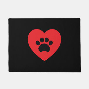 Tapis de porte de coeur d'empreinte de patte