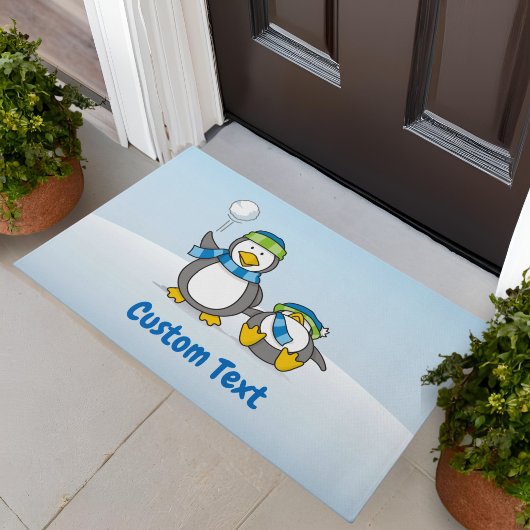 Tapis de porte de manchots à boules de neige