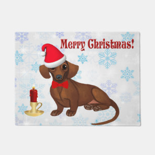 Tapis de porte de Noël bleu et blanc de flocon de