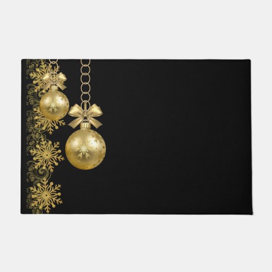 Tapis de porte de Noël, Boules Dorées (Devant)
