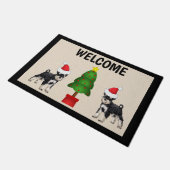 Tapis de porte de Noël Schnauzer (Incliné)