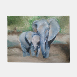Tapis de porte de peinture à l'huile d'éléphant