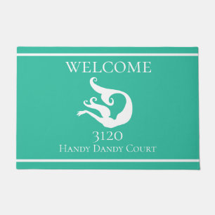 Tapis de porte de sirène bleu Turquoise blanc pers