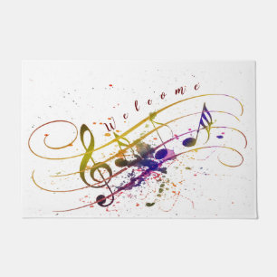 Tapis de porte éclaboussé de musique colorée