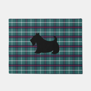Tapis de porte écossais Terrier à carreaux verts