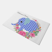 Tapis de porte éléphant bleu floral (Incliné)