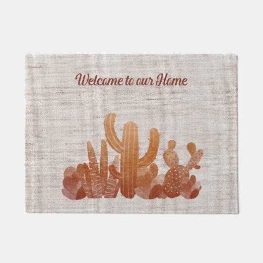 Tapis de porte en beige avec cactus (Devant)