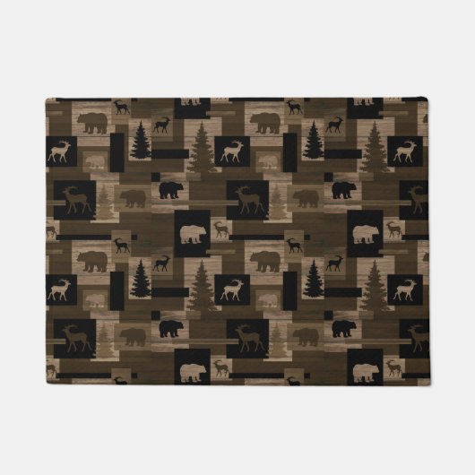 Tapis de porte en bois rustique de motif (Devant)