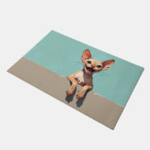 Tapis de porte en forme de chat Devon Rex (Incliné)