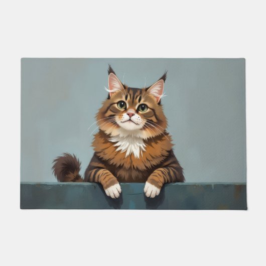 Tapis de porte en forme de chat Maine Coon (Devant)