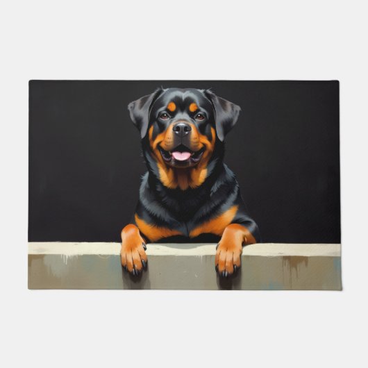 Tapis de porte en forme de chien Rottweiler (Devant)