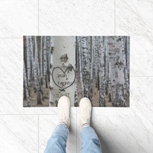 Tapis de porte en forme de cœur sculpté rustique p