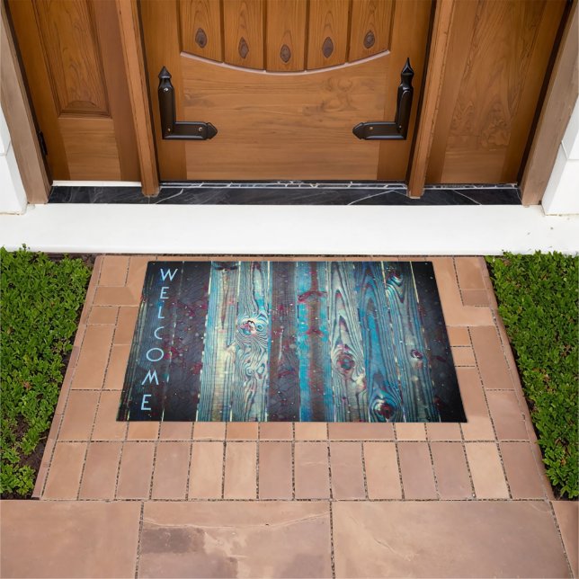 Tapis de porte en lattes bleues (De plein air)