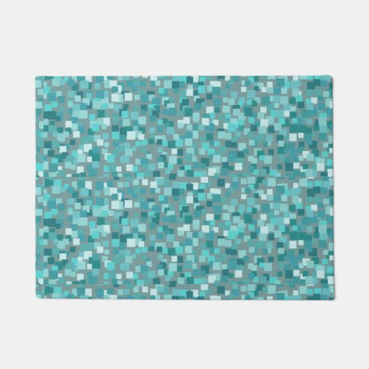 Tapis de porte en mosaïque turquoise rétro (Devant)