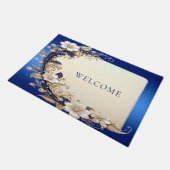 Tapis de porte floral bleu blanc (Incliné)