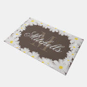 Tapis de porte floral de monogramme de fleur beige (Incliné)