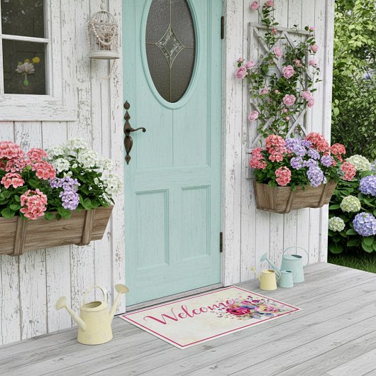 Tapis de porte floral de printemps