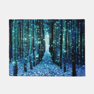 Tapis de porte : Forêt Magique Turquoise Bleu-vert