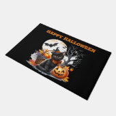 Tapis de porte Halloween Chat Effrayant et Citroui (Incliné)