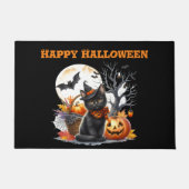 Tapis de porte Halloween Chat Effrayant et Citroui (Devant)