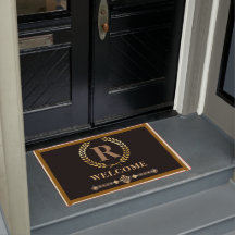 Tapis de porte initial personnalisé Couronne de la