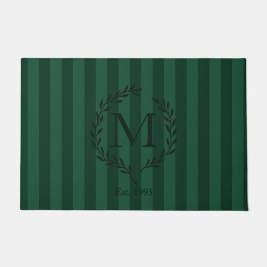 Tapis de porte monogrammé couronne et rayures Luxe (Devant)