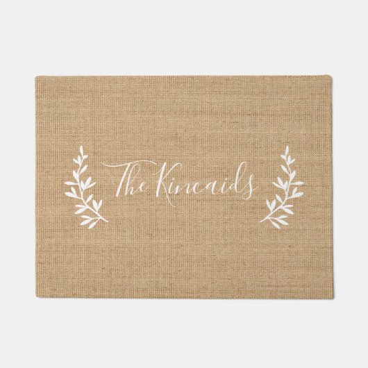 Tapis de porte monogramme en laurier naturel (Devant)