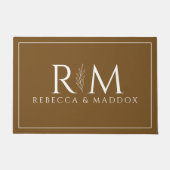 Tapis de porte monogramme marron moderne (Devant)