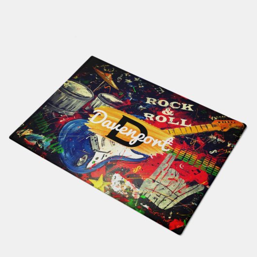 Tapis de porte monogramme Rock & Roll (Incliné)