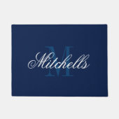 Tapis de porte monogrammed bleu marine et blanc (Devant)