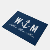 Tapis de porte nautique de bleu marine de lettre (Incliné)