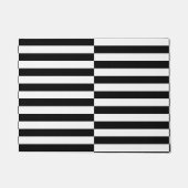 Tapis de porte noir et blanc excentré de rayures (Devant)