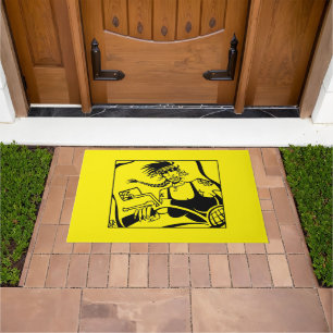 Tapis de porte noir et jaune