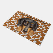 Tapis de porte noir et tan Dachshund (Incliné)
