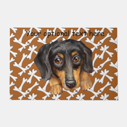 Tapis de porte noir et tan Dachshund (Devant)