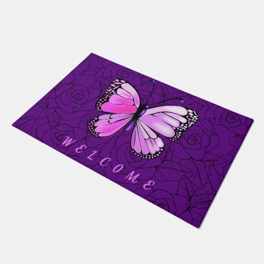 Tapis de porte papillon violet (Incliné)