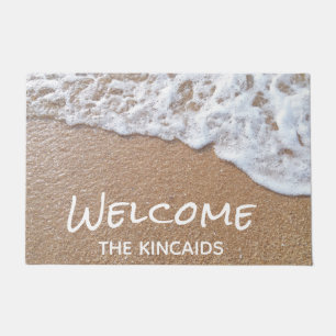 Tapis de porte personnalisé Bienvenue Sandy Beach