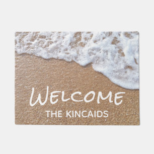 Tapis de porte personnalisé Bienvenue Sandy Beach