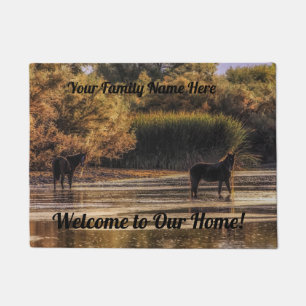Tapis de porte personnalisé - chevaux sauvages de