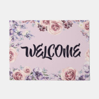 Tapis de porte pourpre d'accueil de frontière de