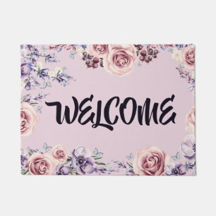 Tapis de porte pourpre d'accueil de frontière de