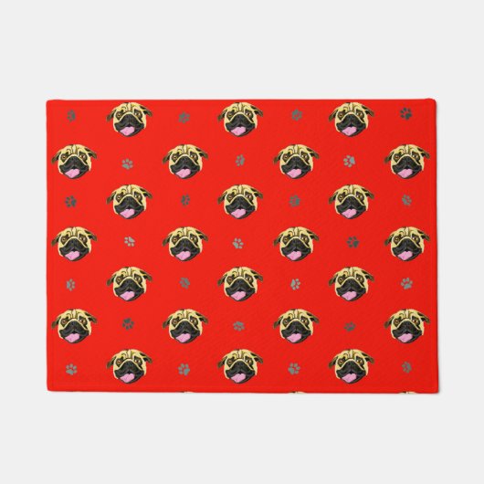 Tapis de porte Pug Rouge (Devant)