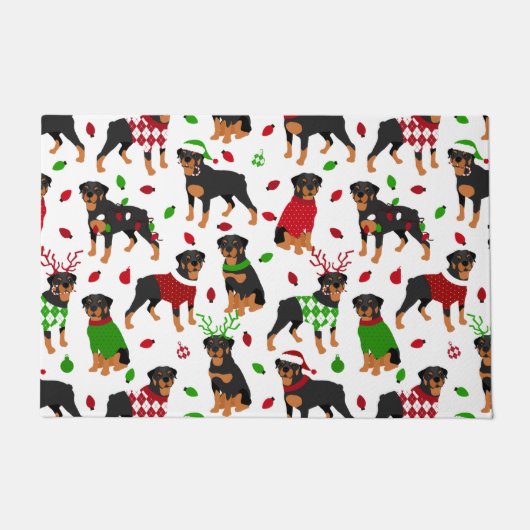 Tapis de porte Rottweiler de Noël (Devant)