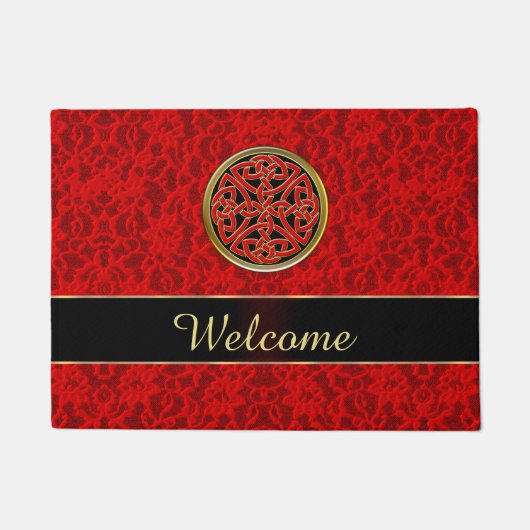 Tapis de porte rouge celtique d'accueil de (Devant)