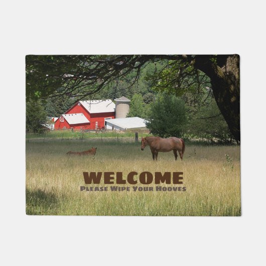 Tapis De Porte Rouge Et Chevaux (Devant)