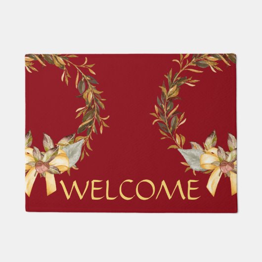 Tapis de porte rustique de guirlande de vacances, (Devant)