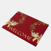 Tapis de porte rustique de guirlande de vacances, (Incliné)