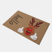 Tapis de porte visage de renne de Noël (Incliné)
