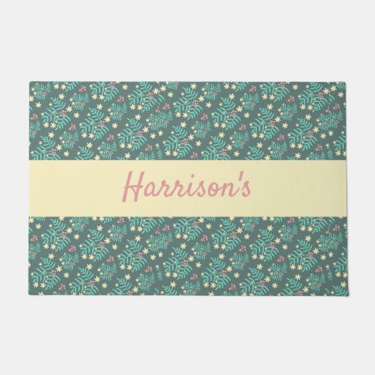 Tapis de portes monogramme botanique tendance (Devant)
