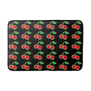 Tapis de salle de bain Rockabilly Rétro Rouge Ceri